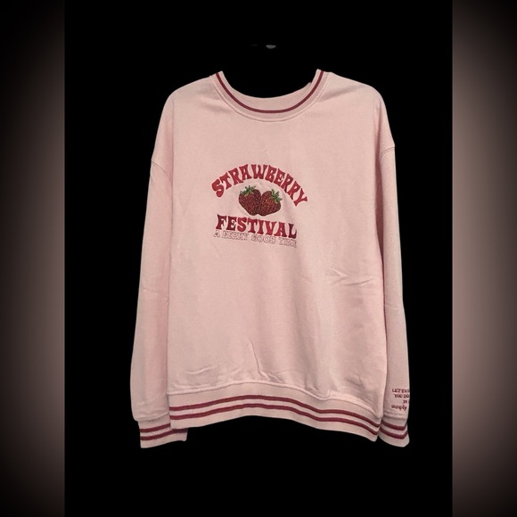 Simply Southern Sweaters - Simply Southern Strawberry Festival Embroidered Crew Neck Sweater - Size Large